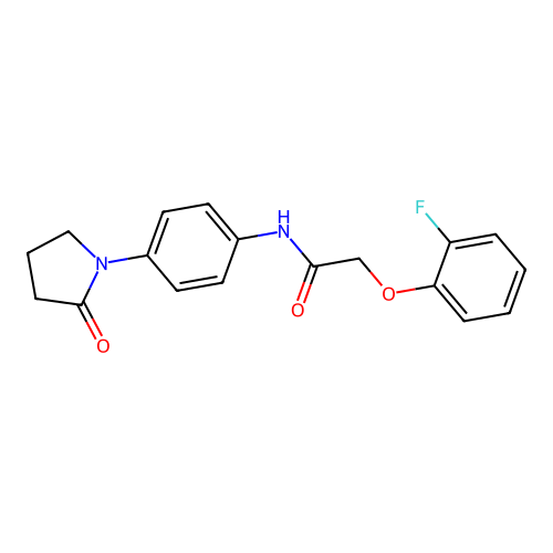 2-(2-fluorophenoxy)-N-[4-(2-oxopyrrolidin-1-yl)phenyl]acetamide structure