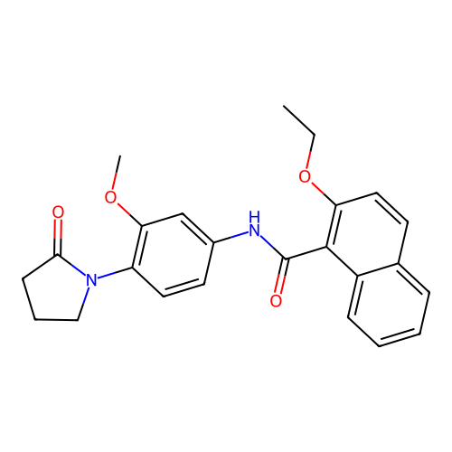 2-ethoxy-N-[3-methoxy-4-(2-oxopyrrolidin-1-yl)phenyl]naphthalene-1-carboxamide structure