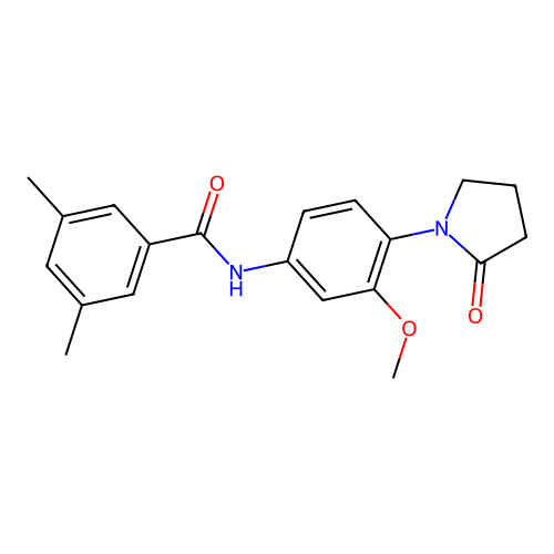 N-[3-methoxy-4-(2-oxopyrrolidin-1-yl)phenyl]-3,5-dimethylbenzamide structure