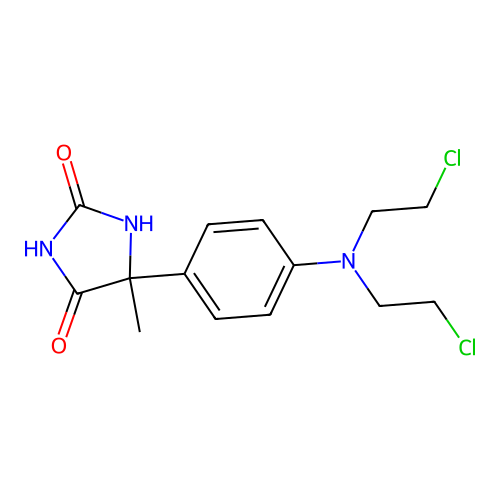 5-{4-[Bis(2-chloroethyl)amino]phenyl}-5-methylimidazolidine-2,4-dione structure