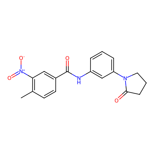 4-methyl-3-nitro-N-[3-(2-oxopyrrolidin-1-yl)phenyl]benzamide structure