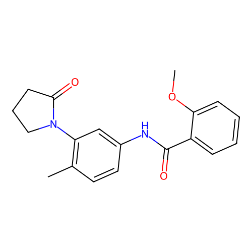 2-methoxy-N-[4-methyl-3-(2-oxopyrrolidin-1-yl)phenyl]benzamide structure