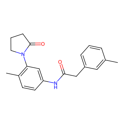 N-[4-methyl-3-(2-oxopyrrolidin-1-yl)phenyl]-2-(3-methylphenyl)acetamide structure
