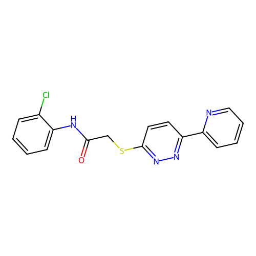 N-(2-chlorophenyl)-2-(6-pyridin-2-ylpyridazin-3-yl)sulfanylacetamide structure