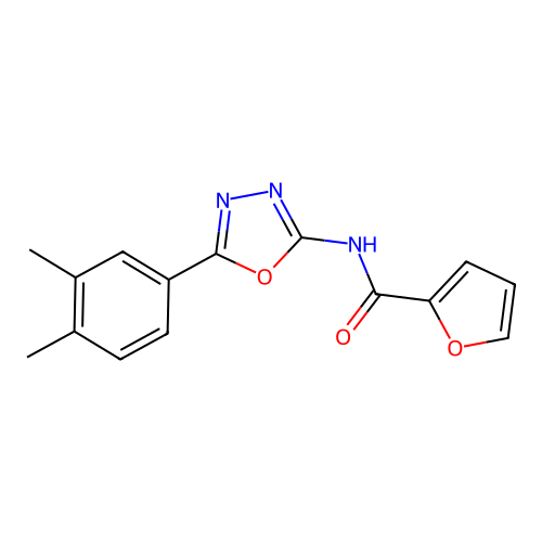 N-[5-(3,4-dimethylphenyl)-1,3,4-oxadiazol-2-yl]furan-2-carboxamide structure