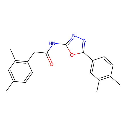 2-(2,4-dimethylphenyl)-N-[5-(3,4-dimethylphenyl)-1,3,4-oxadiazol-2-yl]acetamide structure