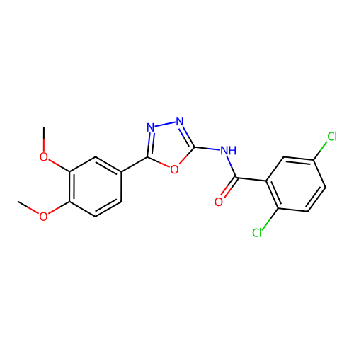 2,5-dichloro-N-[5-(3,4-dimethoxyphenyl)-1,3,4-oxadiazol-2-yl]benzamide structure