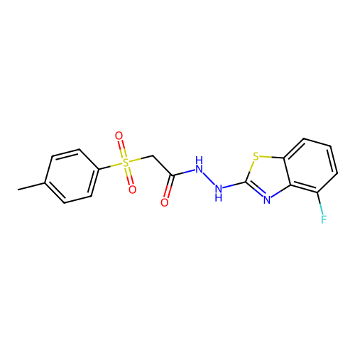 N'-(4-fluoro-1,3-benzothiazol-2-yl)-2-(4-methylphenyl)sulfonylacetohydrazide structure