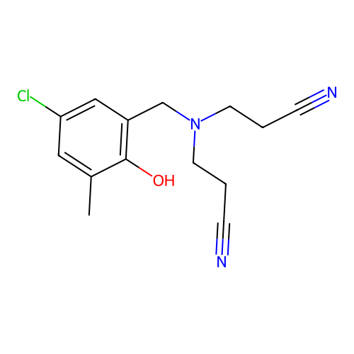 3,3'-{[(5-Chloro-2-hydroxy-3-methylphenyl)methyl]azanediyl}dipropanenitrile structure