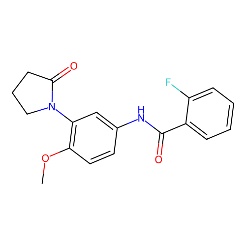 2-fluoro-N-[4-methoxy-3-(2-oxopyrrolidin-1-yl)phenyl]benzamide structure