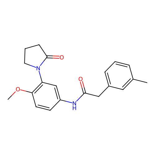 N-[4-methoxy-3-(2-oxopyrrolidin-1-yl)phenyl]-2-(3-methylphenyl)acetamide structure