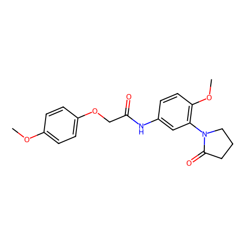 N-[4-methoxy-3-(2-oxopyrrolidin-1-yl)phenyl]-2-(4-methoxyphenoxy)acetamide structure