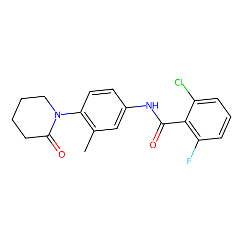 2-chloro-6-fluoro-N-[3-methyl-4-(2-oxopiperidin-1-yl)phenyl]benzamide structure