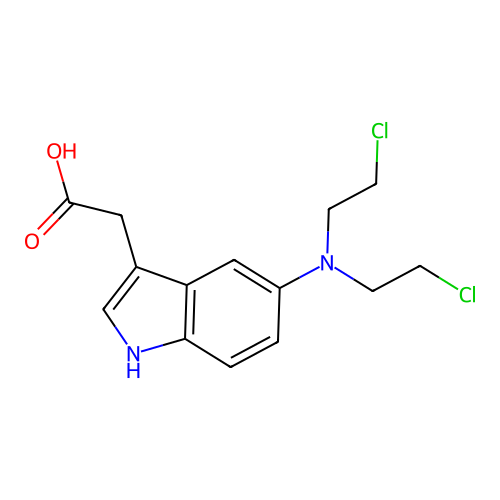 {5-[Bis(2-chloroethyl)amino]-1H-indol-3-yl}acetic acid structure