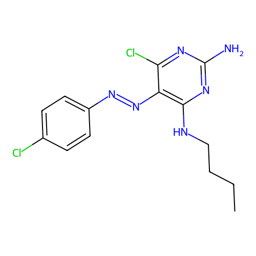Pyrimidine, 2-amino-4-(butylamino)-6-chloro-5-[(p-chlorophenyl)azo]- structure