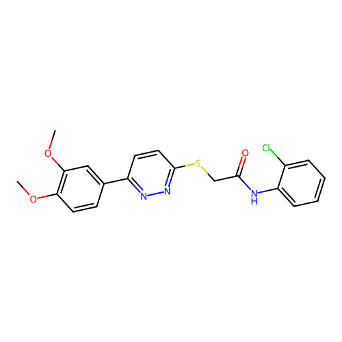 N-(2-chlorophenyl)-2-[6-(3,4-dimethoxyphenyl)pyridazin-3-yl]sulfanylacetamide structure