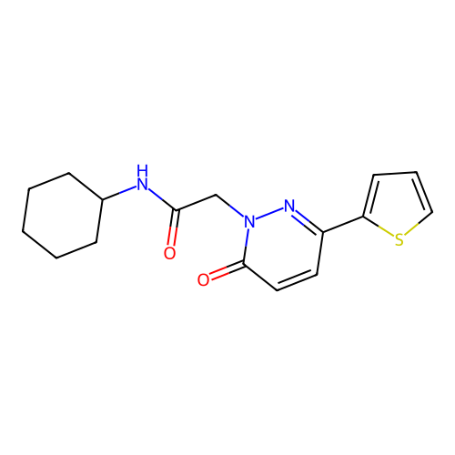 N~1~-cyclohexyl-2-[6-oxo-3-(2-thienyl)-1(6H)-pyridazinyl]acetamide structure
