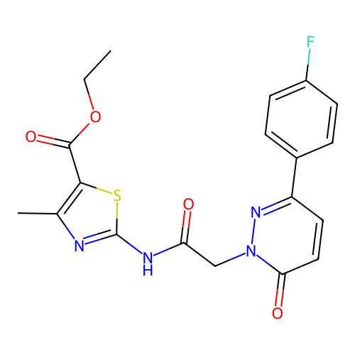 ethyl 2-({[3-(4-fluorophenyl)-6-oxopyridazin-1(6H)-yl]acetyl}amino)-4-methyl-1,3-thiazole-5-carboxylate structure