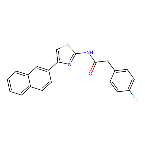 2-(4-fluorophenyl)-N-(4-(naphthalen-2-yl)thiazol-2-yl)acetamide structure
