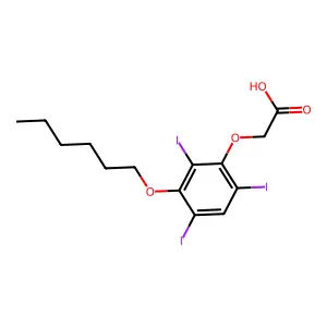 Acetic acid, (3-(hexyloxy)-2,4,6-triiodophenoxy)- structure