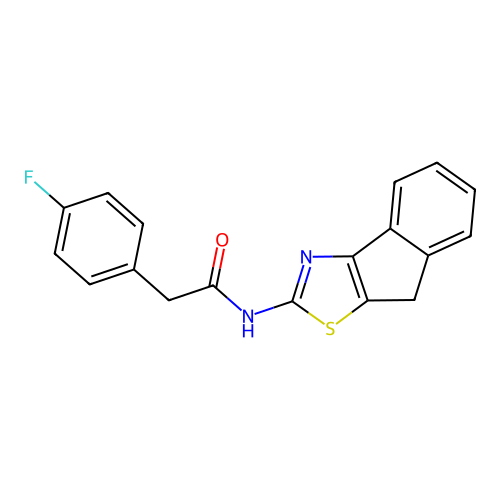 2-(4-fluorophenyl)-N-(8H-indeno[1,2-d]thiazol-2-yl)acetamide structure