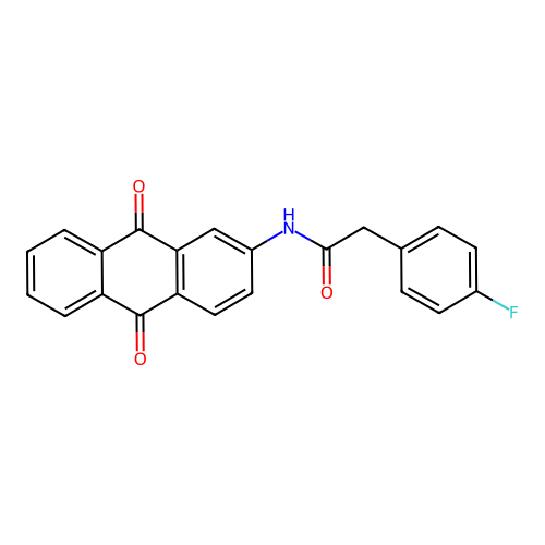 N-(9,10-dioxo-9,10-dihydroanthracen-2-yl)-2-(4-fluorophenyl)acetamide structure