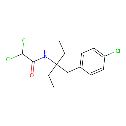 2,2-dichloro-N-[3-[(4-chlorophenyl)methyl]pentan-3-yl]acetamide structure