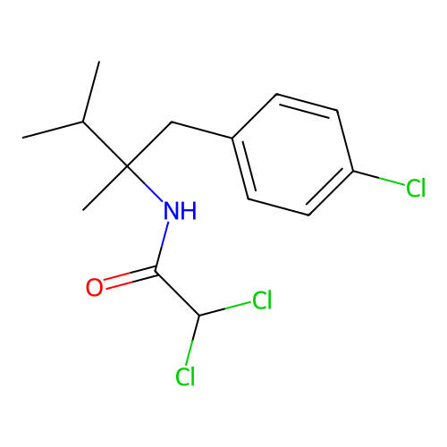 2,2-dichloro-N-[1-(4-chlorophenyl)-2,3-dimethylbutan-2-yl]acetamide structure