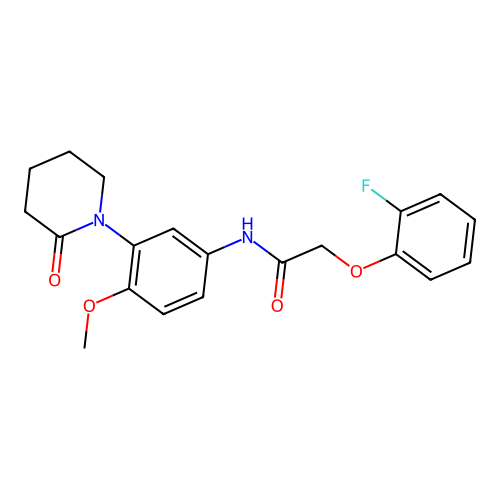 2-(2-fluorophenoxy)-N-[4-methoxy-3-(2-oxopiperidin-1-yl)phenyl]acetamide structure