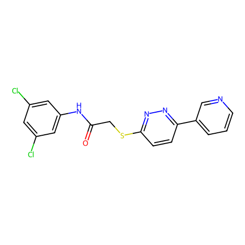 N-(3,5-dichlorophenyl)-2-(6-pyridin-3-ylpyridazin-3-yl)sulfanylacetamide structure