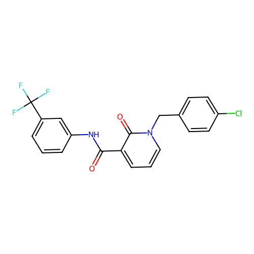 1-[(4-chlorophenyl)methyl]-2-oxo-N-[3-(trifluoromethyl)phenyl]-1,2-dihydropyridine-3-carboxamide structure