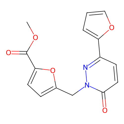methyl 5-((3-(furan-2-yl)-6-oxopyridazin-1(6H)-yl)methyl)furan-2-carboxylate structure