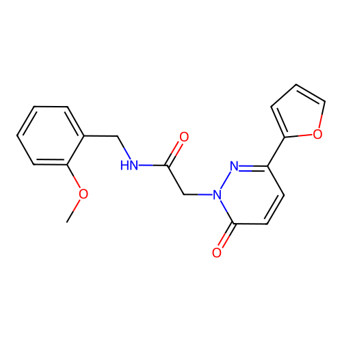 2-(3-(furan-2-yl)-6-oxopyridazin-1(6H)-yl)-N-(2-methoxybenzyl)acetamide structure