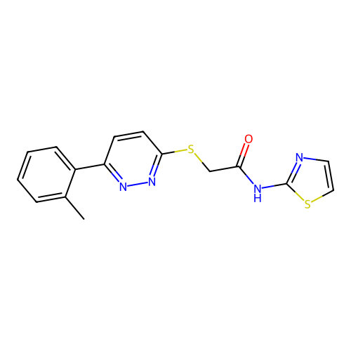N-(thiazol-2-yl)-2-((6-(o-tolyl)pyridazin-3-yl)thio)acetamide structure