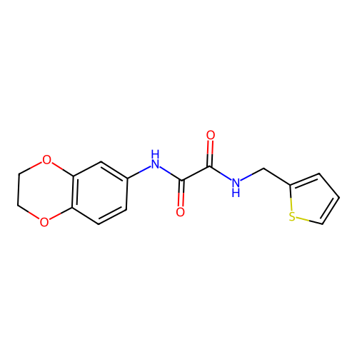 N1-(2,3-dihydrobenzo[b][1,4]dioxin-6-yl)-N2-(thiophen-2-ylmethyl)oxalamide structure