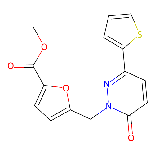 methyl 5-((6-oxo-3-(thiophen-2-yl)pyridazin-1(6H)-yl)methyl)furan-2-carboxylate structure