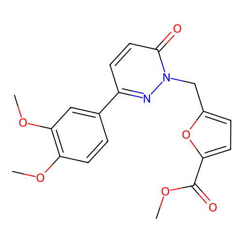 methyl 5-((3-(3,4-dimethoxyphenyl)-6-oxopyridazin-1(6H)-yl)methyl)furan-2-carboxylate structure