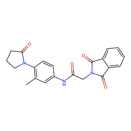 2-(1,3-dioxoisoindol-2-yl)-N-[3-methyl-4-(2-oxopyrrolidin-1-yl)phenyl]acetamide structure