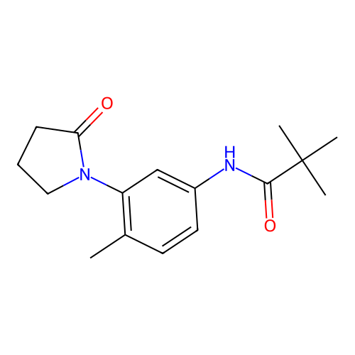2,2-dimethyl-N-[4-methyl-3-(2-oxopyrrolidin-1-yl)phenyl]propanamide structure