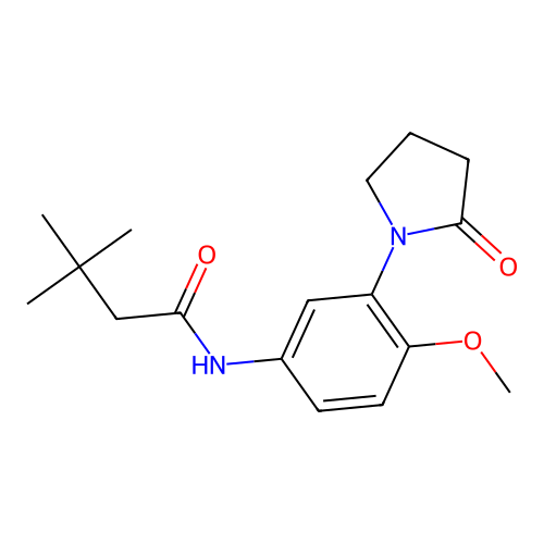 N-(4-methoxy-3-(2-oxopyrrolidin-1-yl)phenyl)-3,3-dimethylbutanamide structure