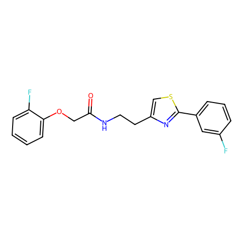 2-(2-fluorophenoxy)-N-{2-[2-(3-fluorophenyl)-1,3-thiazol-4-yl]ethyl}acetamide structure