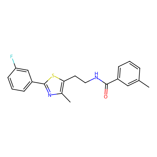 N-{2-[2-(3-fluorophenyl)-4-methyl-1,3-thiazol-5-yl]ethyl}-3-methylbenzamide structure