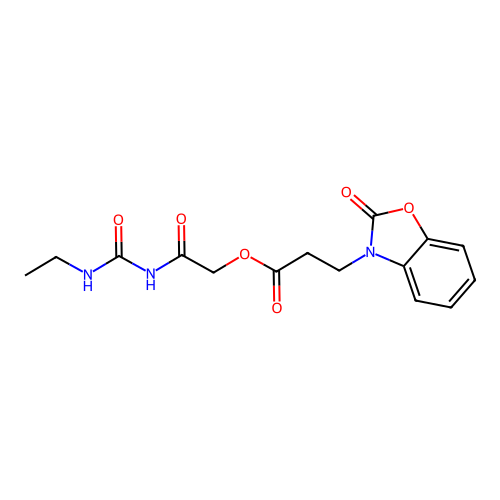 2-[[(Ethylamino)carbonyl]amino]-2-oxoethyl 2-oxo-3(2H)-benzoxazolepropanoate structure