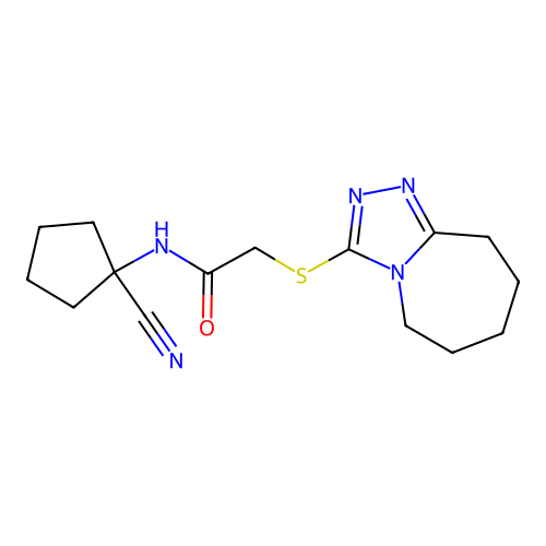 N-(1-cyanocyclopentyl)-2-(6,7,8,9-tetrahydro-5H-[1,2,4]triazolo[4,3-a]azepin-3-ylsulfanyl)acetamide structure