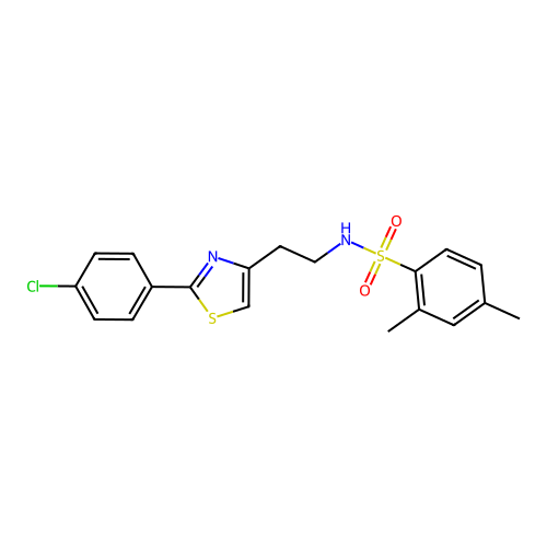 N-[2-[2-(4-chlorophenyl)-1,3-thiazol-4-yl]ethyl]-2,4-dimethylbenzenesulfonamide structure