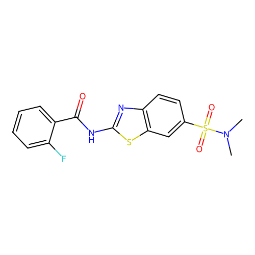 N-[6-(dimethylsulfamoyl)-1,3-benzothiazol-2-yl]-2-fluorobenzamide structure