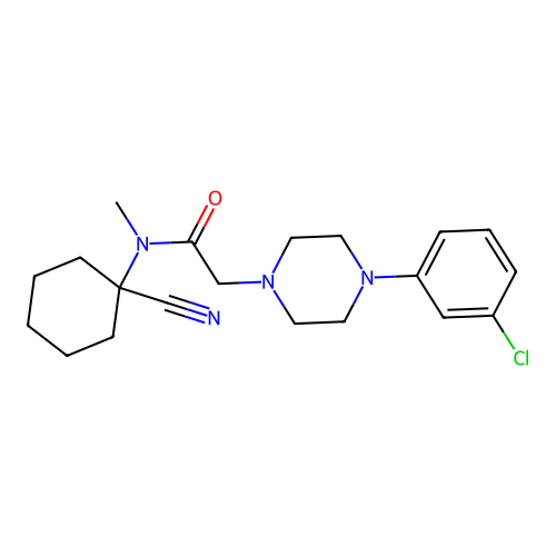2-[4-(3-chlorophenyl)piperazin-1-yl]-N-(1-cyanocyclohexyl)-N-methylacetamide structure