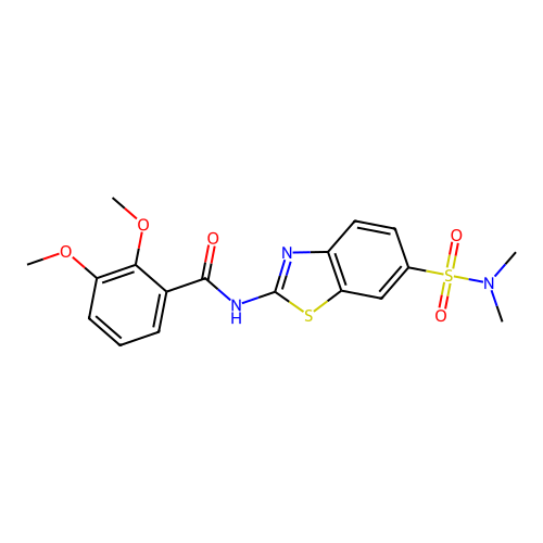 N-[6-(dimethylsulfamoyl)-1,3-benzothiazol-2-yl]-2,3-dimethoxybenzamide structure