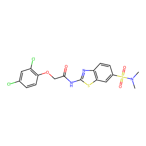 2-(2,4-dichlorophenoxy)-N-[6-(dimethylsulfamoyl)-1,3-benzothiazol-2-yl]acetamide structure