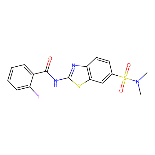 N-[6-(dimethylsulfamoyl)-1,3-benzothiazol-2-yl]-2-iodobenzamide structure